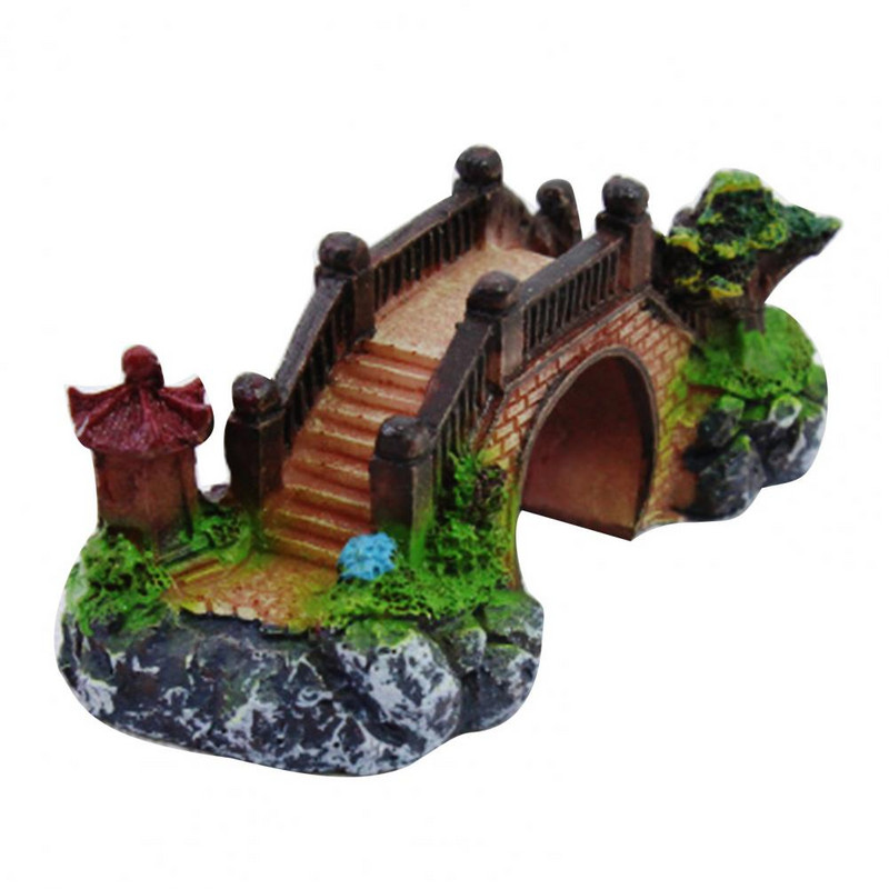 Ανθεκτική Γέφυρα Τριών Οφθαλμών Μίνι Διακόσμηση Ενυδρείου Φιγούρα Γέφυρα προσομοίωσης για δεξαμενή ψαριών Διακόσμηση σπιτιού Πολύχρωμος βιότοπος ψαριών