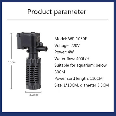 Filtru de acvariu multifuncțional Filtru pentru rezervor de pești Filtru încorporat pentru filtru de burete de acvariu Pompă submersibilă Pompă de oxigen
