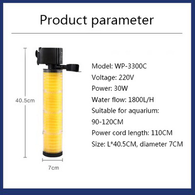 Filtru de acvariu multifuncțional Filtru pentru rezervor de pești Filtru încorporat pentru filtru de burete de acvariu Pompă submersibilă Pompă de oxigen