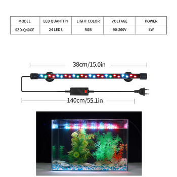 18-58CM EU/US Plug Аквариумна лампа RGB LED Водоустойчива светлина за щипка за аквариум Потопяемо декоративно осветление Лампа за отглеждане на растения 90-260V