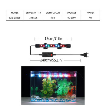 18-58CM EU/US Plug Аквариумна лампа RGB LED Водоустойчива светлина за щипка за аквариум Потопяемо декоративно осветление Лампа за отглеждане на растения 90-260V
