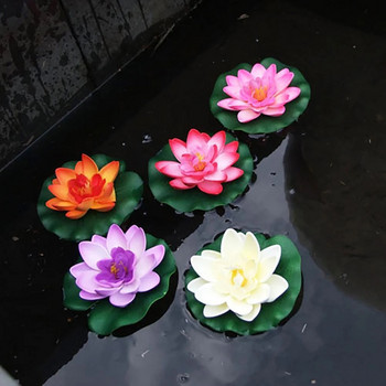 5 бр. Изкуствено плаващо листо на водна лилия EVA Декор на езерце с цветя на лотос Симулация на лотосово растение за декорация на басейн с аквариум 10 см