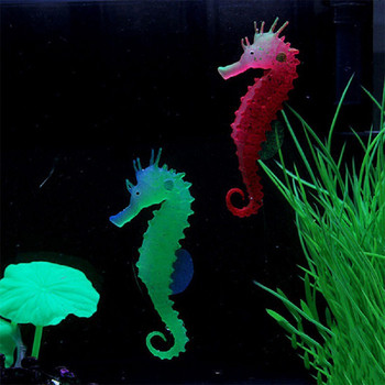 Декорация на аквариум Силиконова изкуствена аквариум с морско конче Светещ подводен пейзажен декор с вендуза Аксесоари за дома