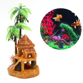 Polyresin Aquariums Fish Tank Ornaments Simulation Coconut Tree Castle Aquarium Ornaments Aquario Aquarium Decoration