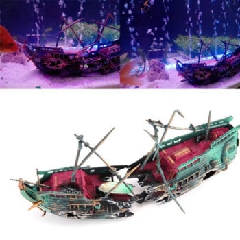 Διακόσμηση μεγάλου ενυδρείου Σκάφος Plactic Aquarium Ship Air Split Shipwreck Fish Tank Decor C Fishtank Decoration