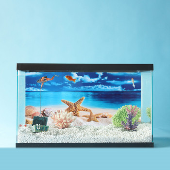 Αφίσα με αυτοκόλλητο φόντου ενυδρείου Τοίχο δεξαμενής ψαριών Διακοσμητική τοιχογραφία διπλής όψης αφίσα για φυτά ωκεανού