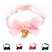 Guler de pisică reglabil cu fundă de catifea cu guler de siguranță cu clopot Guler pentru pisici pentru pisică cu colecție de culori clasice Cățeluș de companie Câine mic