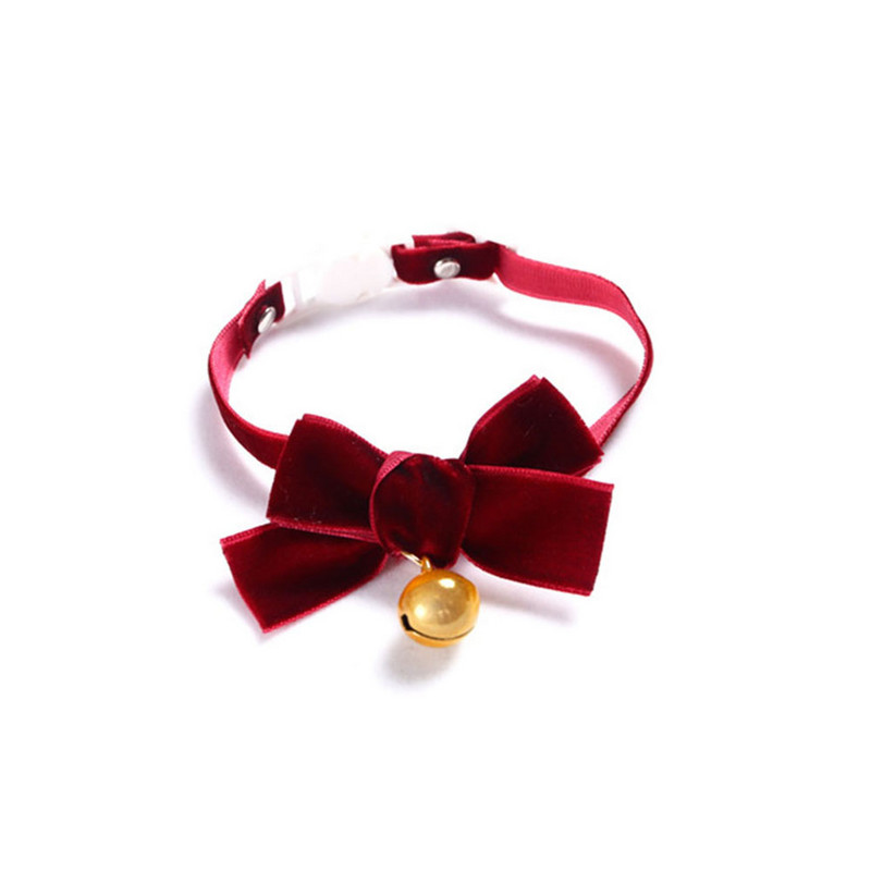 Guler de pisică reglabil cu fundă de catifea cu guler de siguranță cu clopot Guler pentru pisici pentru pisică cu colecție de culori clasice Cățeluș de companie Câine mic