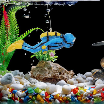 Fish Tank Decor Diver Cute Diver Fish Tank Аксесоари Малки анимационни рибни играчки Орнамент за всички видове аквариуми и плуване