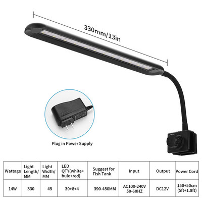 Φωτισμός κλιπ ενυδρείου δεξαμενής ψαριών Φωτισμός πολλαπλών λειτουργιών Φωτισμός LED Ρυθμιζόμενος Φωτεινότητα Ρυθμιζόμενος φωτισμός Φωτισμός τοπίου