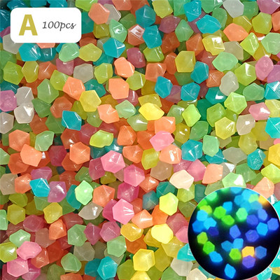 100 tk helendavad kivid koduaed akvaariumi haljastus helendab pimedas veeris Kunstlik fluorestseeruv plastikkruus