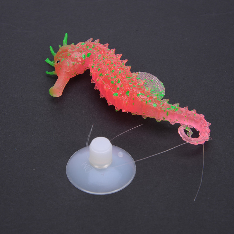 Helendav merihobu akvaariumi ornament, helendav pimedas maastikukujundus, silikoonist merihobune helendav akvaariumi kaunistus hipokampus