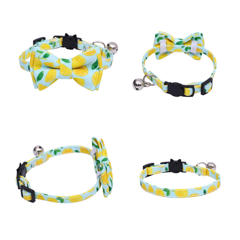 Καλοκαιρινά φρούτα μοτίβο γιακά για γάτας με καμπάνα Ρυθμιζόμενο παπιγιόν γατάκι Chihuahua Παπιγιόν για κουτάβι γιακά αξεσουάρ για κατοικίδια