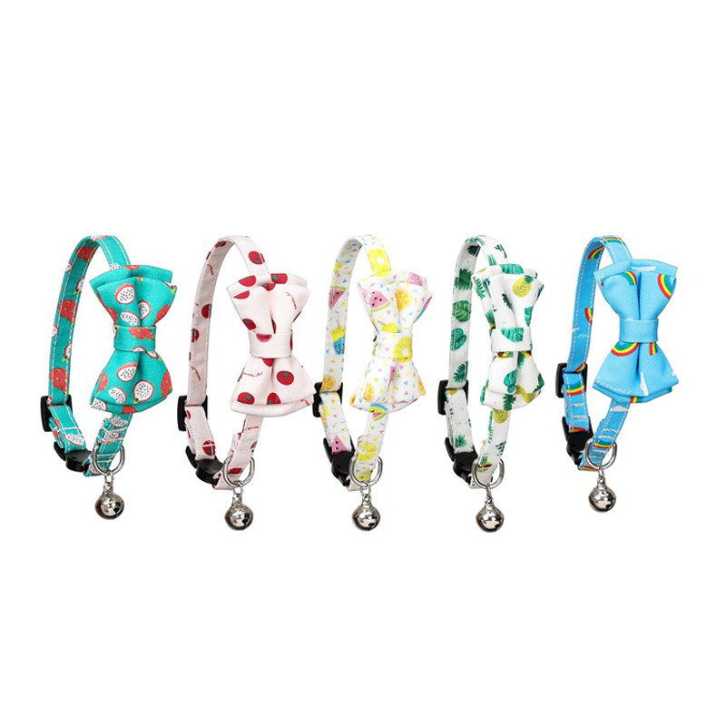 Καλοκαιρινά φρούτα μοτίβο γιακά για γάτας με καμπάνα Ρυθμιζόμενο παπιγιόν γατάκι Chihuahua Παπιγιόν για κουτάβι γιακά αξεσουάρ για κατοικίδια