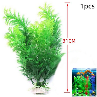 Acvariu artificial de 31 cm, plante subacvatice, rezervor de pește, flori submersibile, iarbă, ornament, decor verde, iarbă de apă, vizionare, decorare