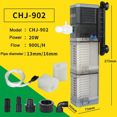 Αντλία φίλτρου ενυδρείου 4 σε 1 δεξαμενή ψαριών Υποβρύχια οξυγόνο αέρα εσωτερική αντλία αντλία αέρα ενυδρείου Κυματική αντλία ενυδρείου αντλία τροφοδοσίας