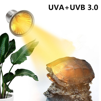 Roomajate soojenduslambi pirn Akvaariumi hõõglambipirn küttekeha jaoks kilpkonnasisaliku mao temperatuurikontroller 25/50/75W UVB+UVA3.0