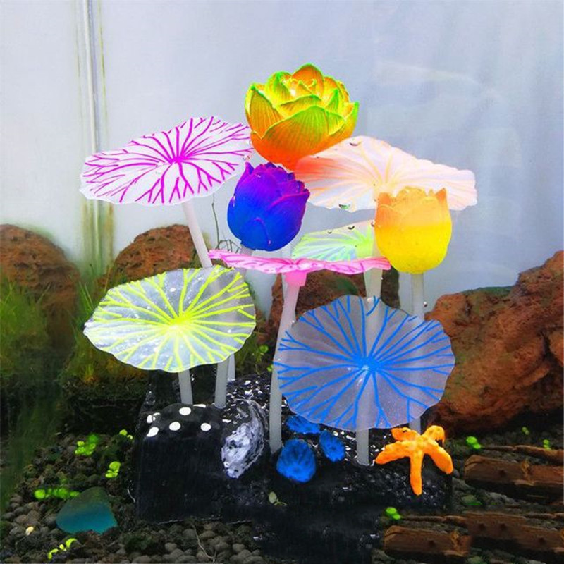 Akvaariumi helendav simulatsioon taime kaunistus vesi muru lootoselehed seened kalapaak Kunstlik akvaariumi taimede maastik