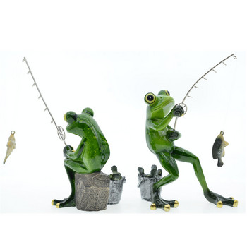 MYBLUE 2 бр./компл. Аксесоари за декорация на аквариумни рибки Смола Статуетка на жаба за риболов Миниатюрни Acuarios