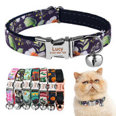 Podesiva najlonska gravirana ogrlica za mačke Prilagođena oznaka s imenom Mala velika ogrlica za mačke Karirana uniseks ogrlica za mačke Personalizirana ID ogrlica za mačke