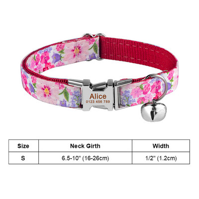 Podesiva najlonska gravirana ogrlica za mačke Prilagođena oznaka s imenom Mala velika ogrlica za mačke Karirana uniseks ogrlica za mačke Personalizirana ID ogrlica za mačke