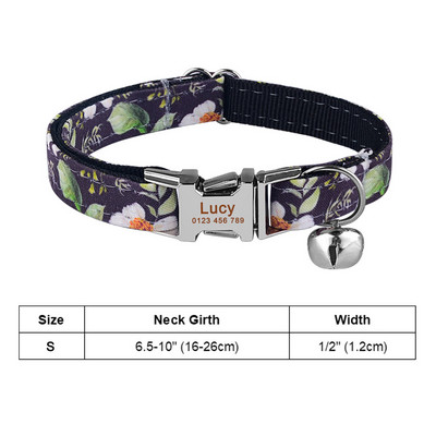 Podesiva najlonska gravirana ogrlica za mačke Prilagođena oznaka s imenom Mala velika ogrlica za mačke Karirana uniseks ogrlica za mačke Personalizirana ID ogrlica za mačke