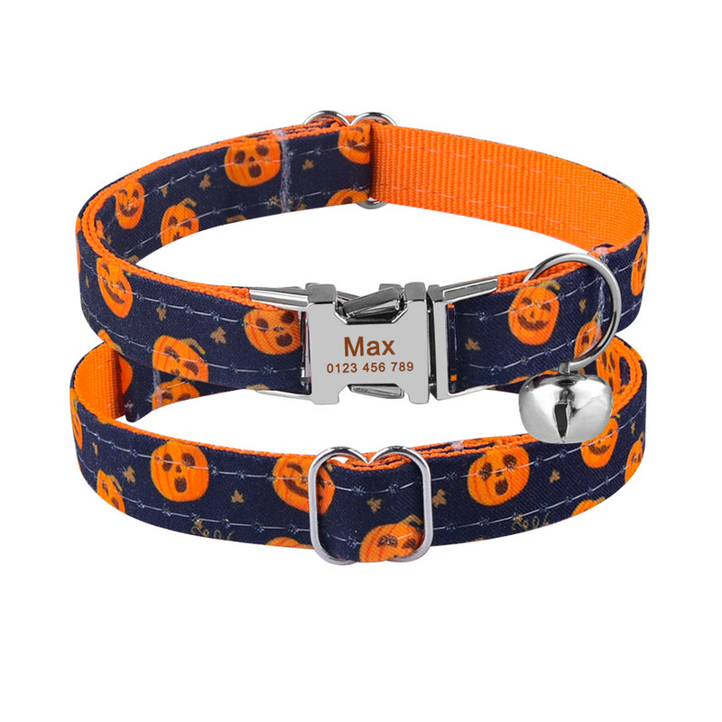 Podesiva najlonska gravirana ogrlica za mačke Prilagođena oznaka s imenom Mala velika ogrlica za mačke Karirana uniseks ogrlica za mačke Personalizirana ID ogrlica za mačke