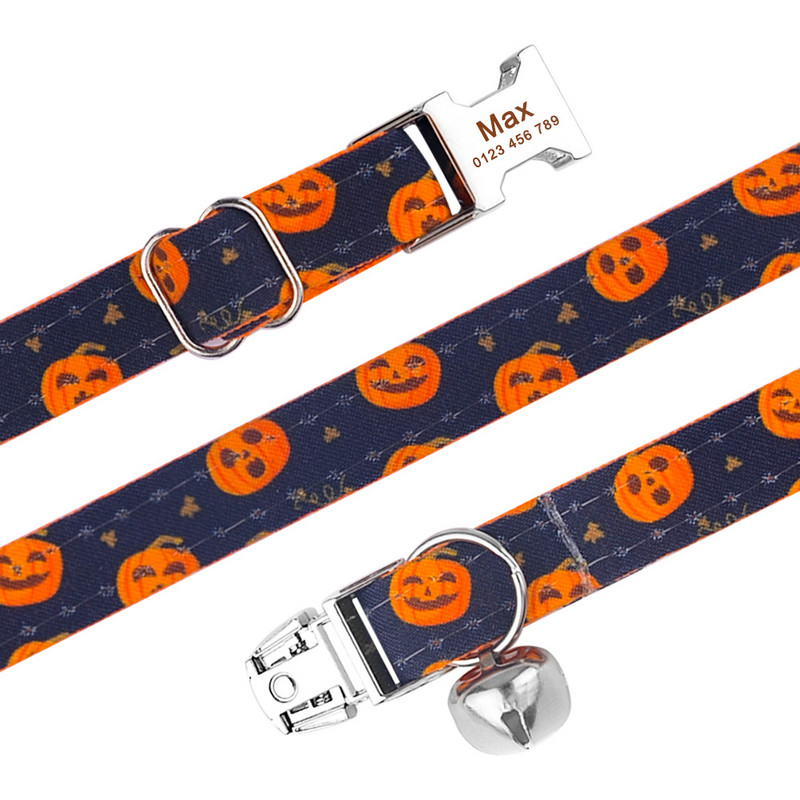 Podesiva najlonska gravirana ogrlica za mačke Prilagođena oznaka s imenom Mala velika ogrlica za mačke Karirana uniseks ogrlica za mačke Personalizirana ID ogrlica za mačke