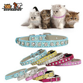 SUPREPET Diamond Rhinestone Shining Dog Collar Cat Pu Δερμάτινο κολάρο Puppy Small Cat Collar Dog Cat αξεσουάρ για Chihuahua