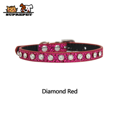 SUPREPET Diamond Rhinestone Shining Dog Collar Cat Pu Δερμάτινο κολάρο Puppy Small Cat Collar Dog Cat αξεσουάρ για Chihuahua
