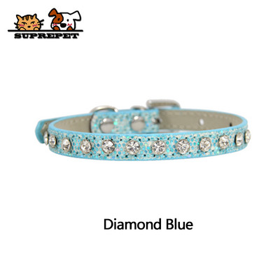 SUPREPET Diamond Rhinestone Shining Dog Collar Cat Pu Δερμάτινο κολάρο Puppy Small Cat Collar Dog Cat αξεσουάρ για Chihuahua