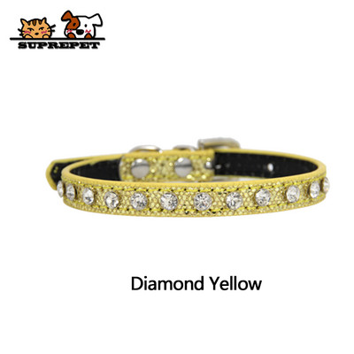 SUPREPET Diamond Rhinestone Shining Dog Collar Cat Pu Δερμάτινο κολάρο Puppy Small Cat Collar Dog Cat αξεσουάρ για Chihuahua