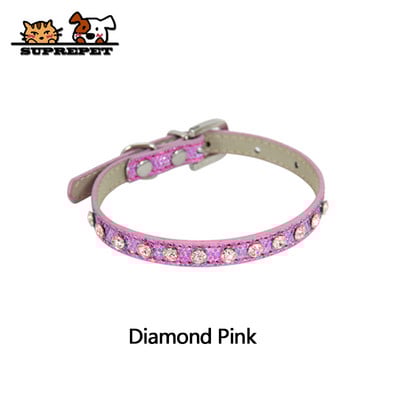 SUPREPET Diamond Rhinestone Shining Dog Collar Cat Pu Δερμάτινο κολάρο Puppy Small Cat Collar Dog Cat αξεσουάρ για Chihuahua