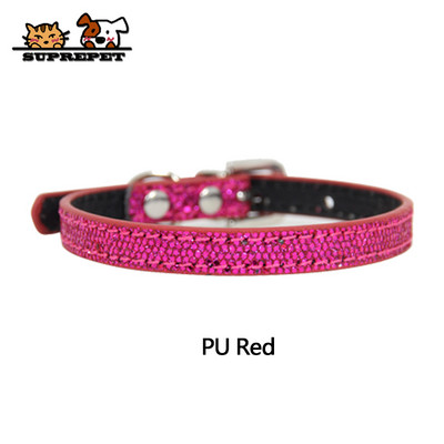 SUPREPET Diamond Rhinestone Shining Dog Collar Cat Pu Δερμάτινο κολάρο Puppy Small Cat Collar Dog Cat αξεσουάρ για Chihuahua