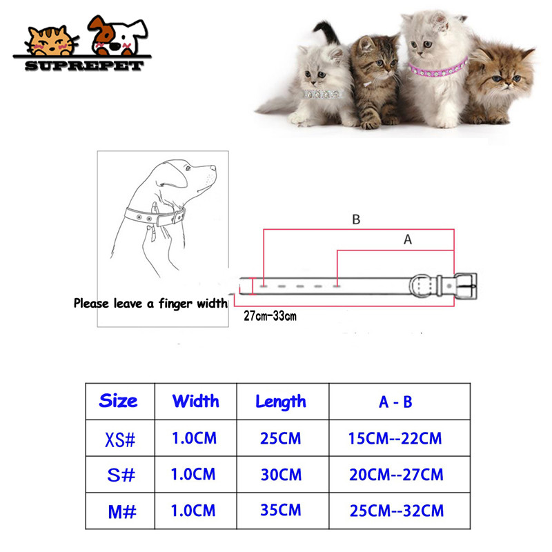 SUPREPET Diamond Rhinestone Shining Dog Collar Cat Pu Δερμάτινο κολάρο Puppy Small Cat Collar Dog Cat αξεσουάρ για Chihuahua