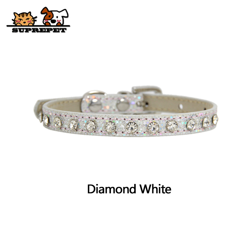 SUPREPET Diamond Rhinestone Shining Dog Collar Cat Pu Δερμάτινο κολάρο Puppy Small Cat Collar Dog Cat αξεσουάρ για Chihuahua
