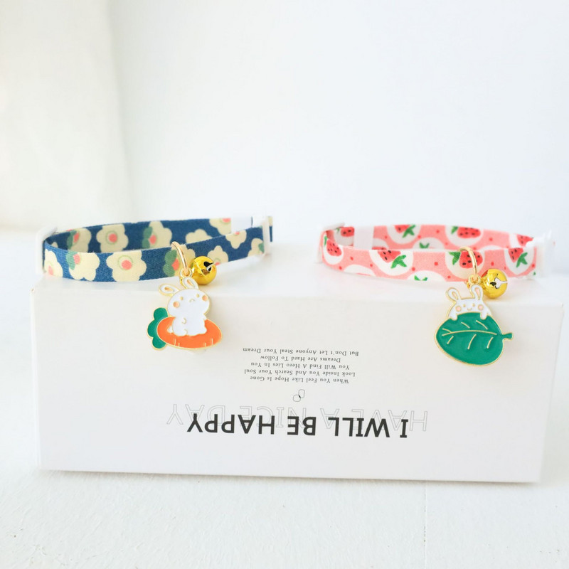 Drăguț iepure căpșuni guler pisică reglabil din nailon de siguranță pisicuță guleră cățeluș colier cu design original accesorii noi pentru animale de companie 1buc