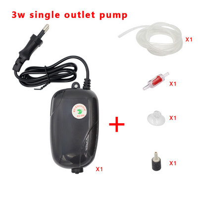 Akvārija gaisa sūknis zivju tvertnes mini kompresors, viena dubultā izeja ar pretvārsta cauruli, ūdens piederumi 220V 3W 5W