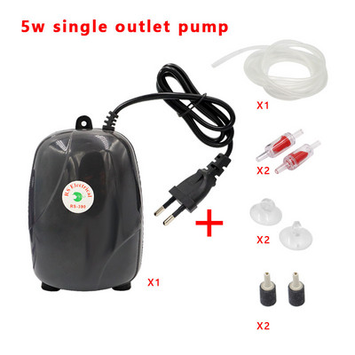 Akvārija gaisa sūknis zivju tvertnes mini kompresors, viena dubultā izeja ar pretvārsta cauruli, ūdens piederumi 220V 3W 5W