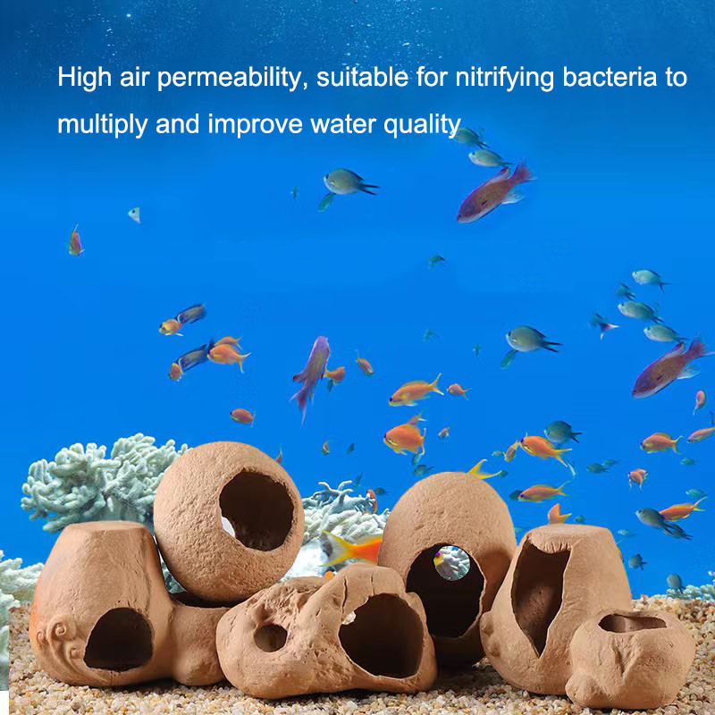 Rezervor de pește din ceramică pești creveți adăpost pentru casă acvariu decorare ceramică casa scorpion canistra simulare piatră decor