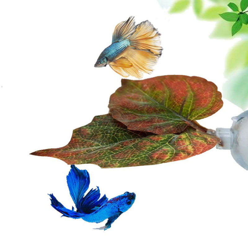 Uus akvaarium, tehisleht Betta kalapuhkus, kudemine dekoratiivtaim Betta kalamäng, lõdvestu, varjatud lehtede võrkkiik 1 komplekt