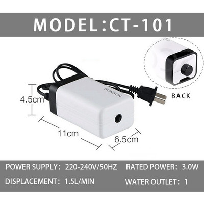 SUNSUN CT sērijas akvārija aerators, īpaši kluss akvārija gaisa sūkņa gaisa kompresors Skābekļa gaisa sūknis ar vienu un dubultu izeju.