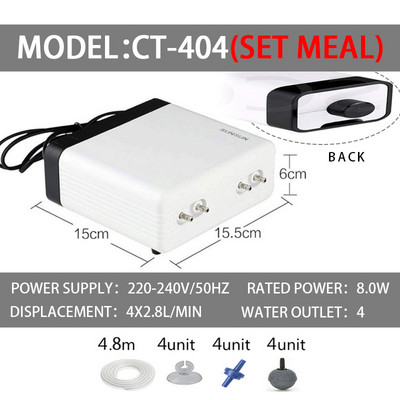 SUNSUN CT sērijas akvārija aerators, īpaši kluss akvārija gaisa sūkņa gaisa kompresors Skābekļa gaisa sūknis ar vienu un dubultu izeju.