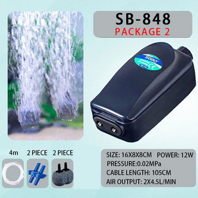 Αθόρυβη αντλία αέρα 220v 8W 12W Ρυθμιζόμενη Super Silent Ενυδρείο 4 εξόδων Δεξαμενή ψαριών Αεριστήρας Οξυγόνου, Αντλία αέρα Koi Fish Air Aerator