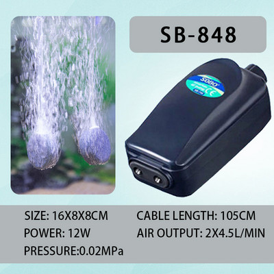 Αθόρυβη αντλία αέρα 220v 8W 12W Ρυθμιζόμενη Super Silent Ενυδρείο 4 εξόδων Δεξαμενή ψαριών Αεριστήρας Οξυγόνου, Αντλία αέρα Koi Fish Air Aerator