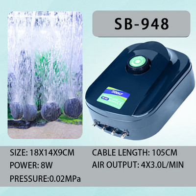 Αθόρυβη αντλία αέρα 220v 8W 12W Ρυθμιζόμενη Super Silent Ενυδρείο 4 εξόδων Δεξαμενή ψαριών Αεριστήρας Οξυγόνου, Αντλία αέρα Koi Fish Air Aerator