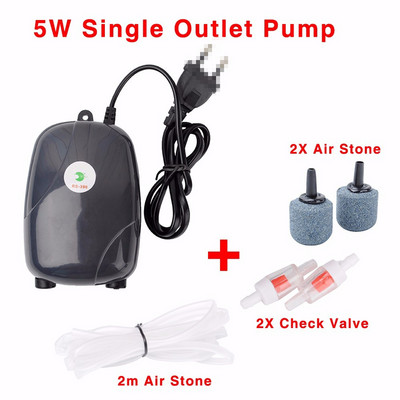 Pompă de aer pentru acvariu, rezervor de pește, mini compresor, o singură ieșire dublă, cu tub de supapă de reținere, accesorii acvatice 220V 3W 5W