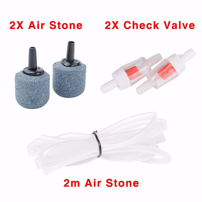 Pompă de aer pentru acvariu, rezervor de pește, mini compresor, o singură ieșire dublă, cu tub de supapă de reținere, accesorii acvatice 220V 3W 5W