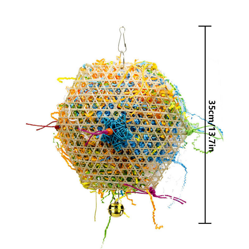 Ebaokuup Igračke za ugrize papiga Ptica igračka za žvakanje u potrazi za hranom Rezač papira u boji Bambus tkani za golupčiće, korelije, pupavce
