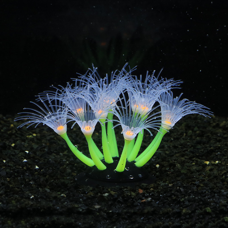 Fluorescence Sun flower Silicone Coral Τεχνητή διακόσμηση Στολίδι σιλικόνης για ενυδρείο Fish Tank
